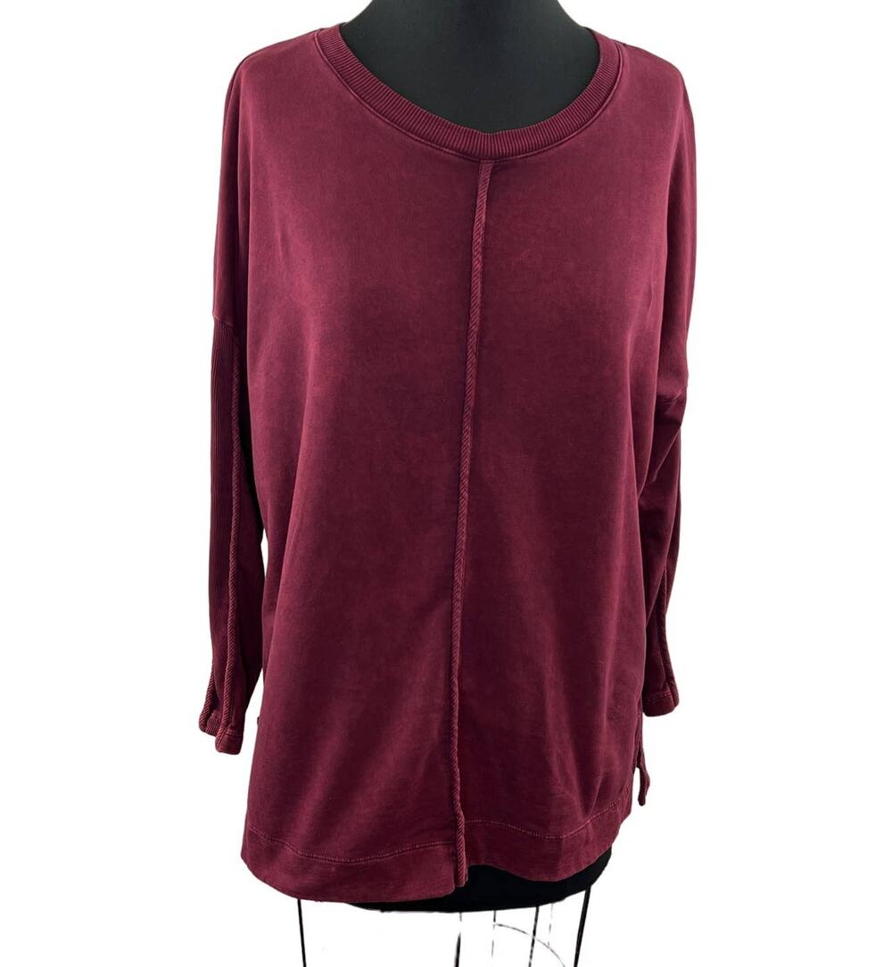 Bashara Lesser Burgundy M Top Cotton Round Neck Long Sleeve Pullover Regular Fit